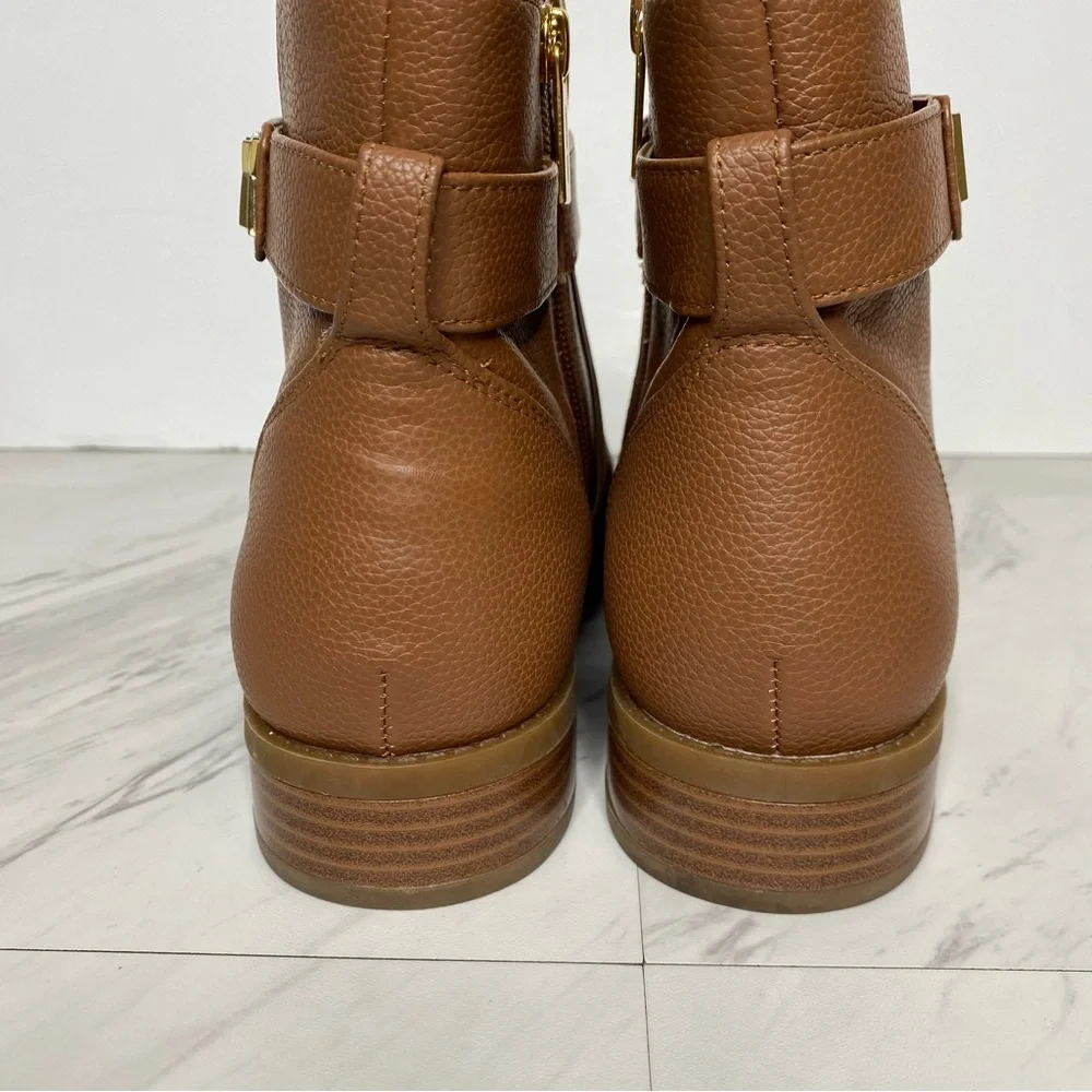 Michael Kors Jilly Brown Pebbled Faux Leather Bootie 9 1/2 M